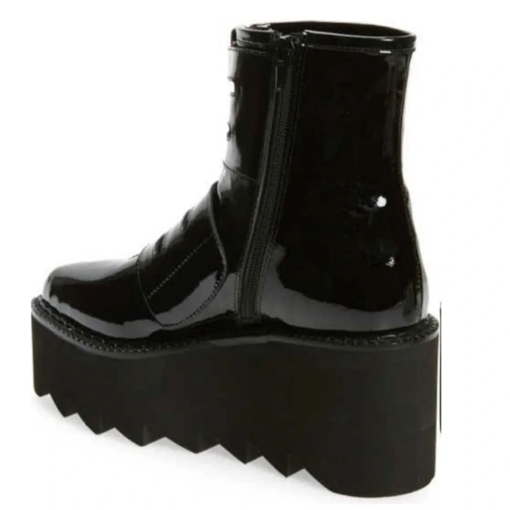 Jeffrey Campbell Gristle Black Patent Leather Buckle & Grommet Combat Boot - Picture 5 of 5